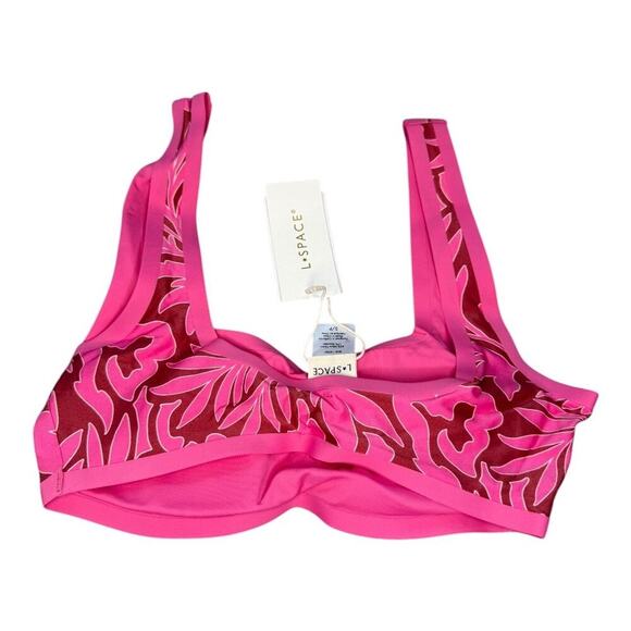 NEW L Space Women’s Small Tiki Tiki‎ Pink Fused Ace Bikini Top NWT - Picture 3 of 6